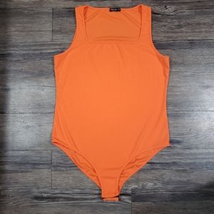 Shein curve orange bodysuit